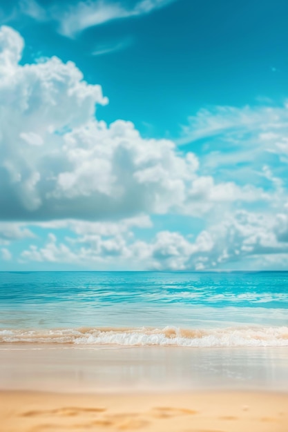 Le sable bleu de l'océan et le ciel bleu AI générative