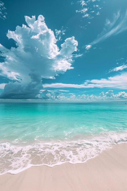 Le sable bleu de l'océan et le ciel bleu AI générative