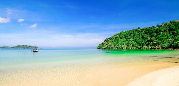 Photo sable de plage avec un ciel bleu