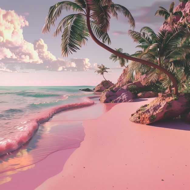 Photo le sable rose des îles tropicales