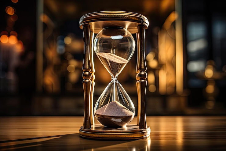 Photo le sablier de bureau symbolise la pression du temps de travail