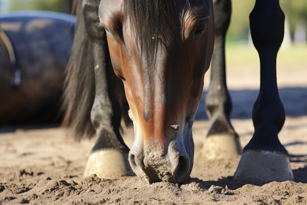 Sabot de cheval équipé d'un fer à cheval orthopédique