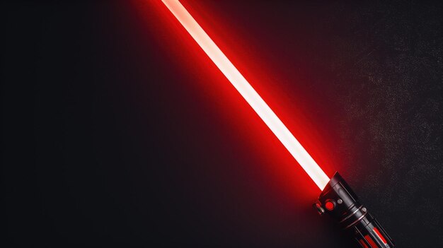 Un sabre laser rouge brillant sur un fond de texture sombre