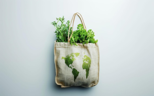 Sac d'achat écologique pour la Journée mondiale de l'environnement sur fond blanc