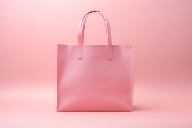 Un sac d'achat rose sur un fond rose