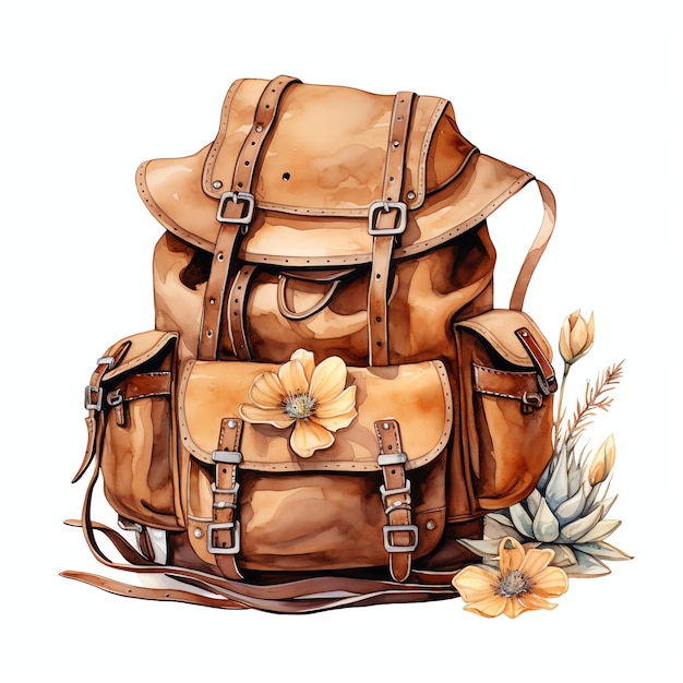 sac aquarelle western far west cowboy désert illustration clipart