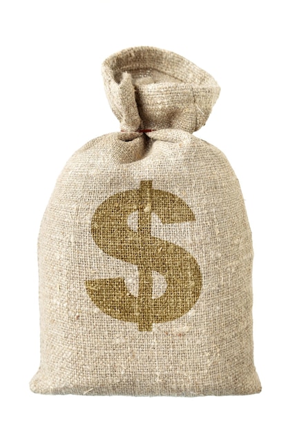 Sac d'argent avec le symbole du dollar