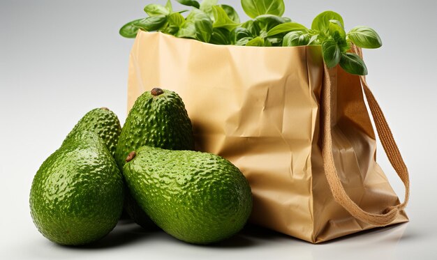 Un sac d'avocat vert avec des feuilles