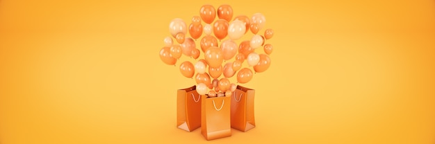 sac et ballons rendu 3d