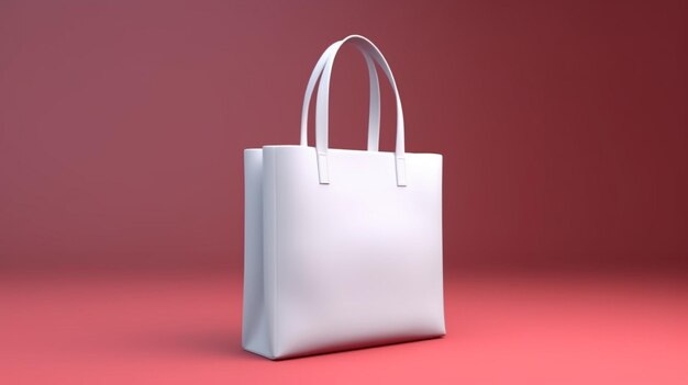 Un sac blanc sur fond rouge