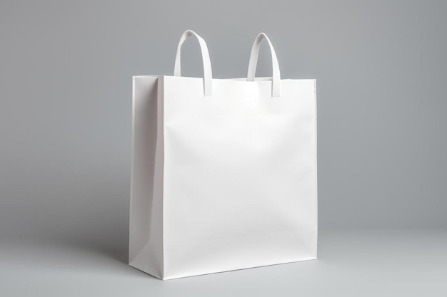 un sac blanc avec des poignées sur lesquelles est écrit " achat ".