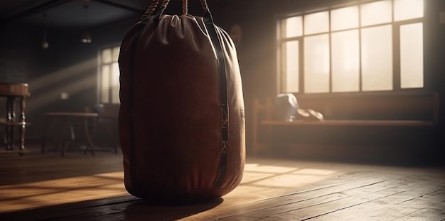 Sac de boxe au gymnase Generative Ai