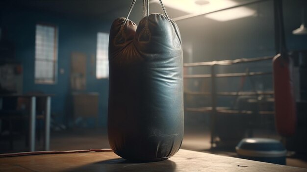 Sac de boxe au gymnase Generative Ai