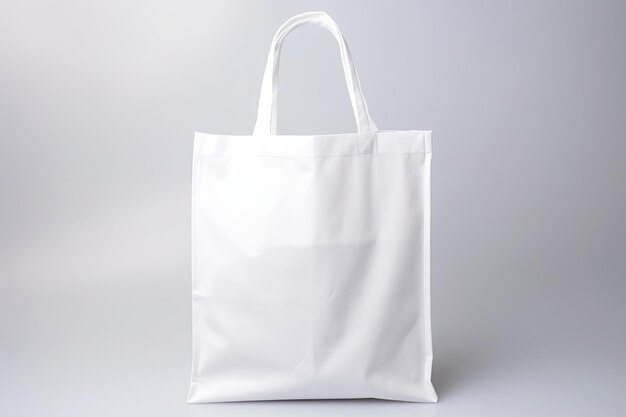 Sac en coton blanc sur fond blanc isolé