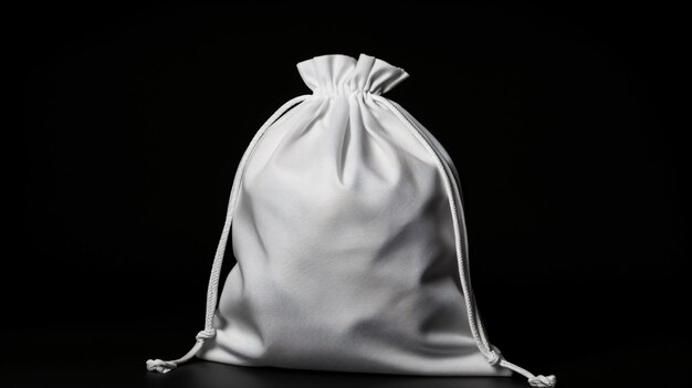 Photo sac en coton blanc sur fond noir isolé