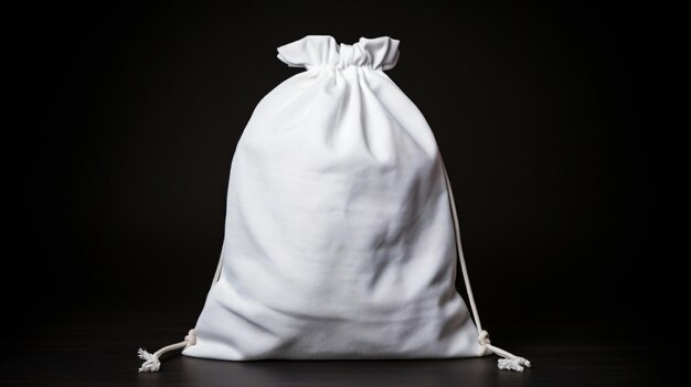 Photo sac en coton blanc sur fond noir isolé