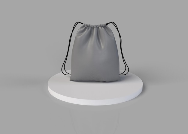 sac de couleur blanche isolé sur le podium sur fond blanc rendu 3d