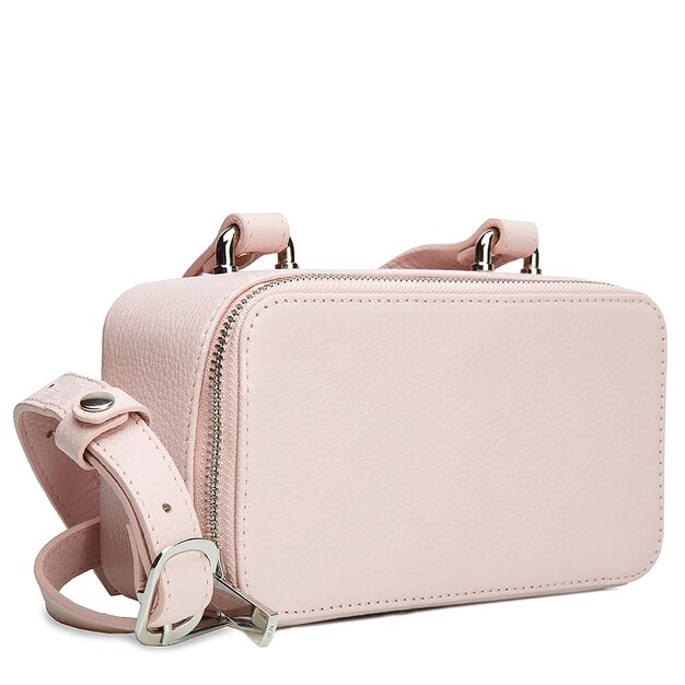 Sac en cuir femme rose sur fond blanc vue latérale