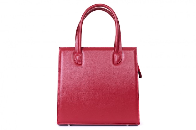 Sac en cuir femme rouge sur blanc