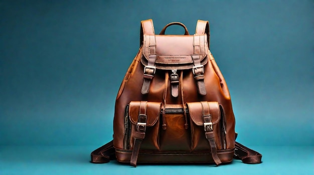 Un sac à dos en cuir moderne isolé sur fond de couleur pour étudiant
