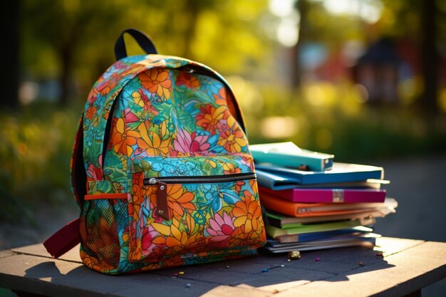 Photo sac à dos d'école pour fille aux couleurs vives