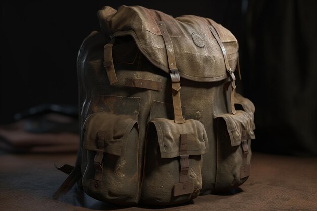 Photo un sac à dos marron avec le mot guerre dessus