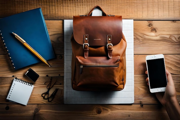 Sac à dos ouvert avec fournitures scolaires