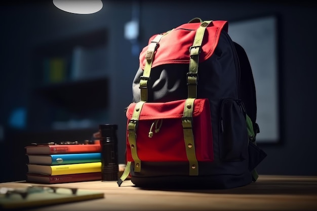 Sac à dos rouge retour à l'école Generate Ai