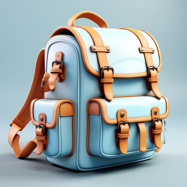 sac à dos scolaire icônes 3D style dessin animé boutons brillants pour interface Web éducation préscolaire pour les enfants espace de copie arrière-plan isolé