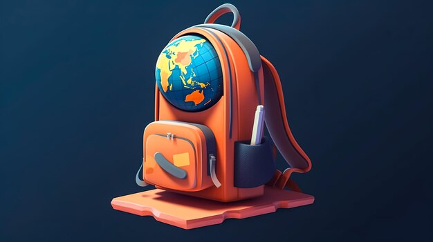 Photo sac à dos scolaire avec impression de carte générative ai