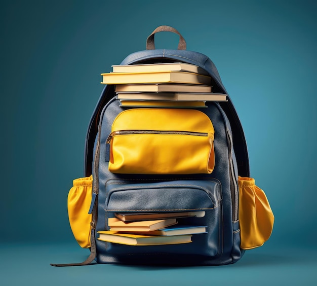 Sac à dos scolaire avec livres et cahiers