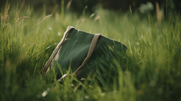 Photo sac écologique dans l'herbe