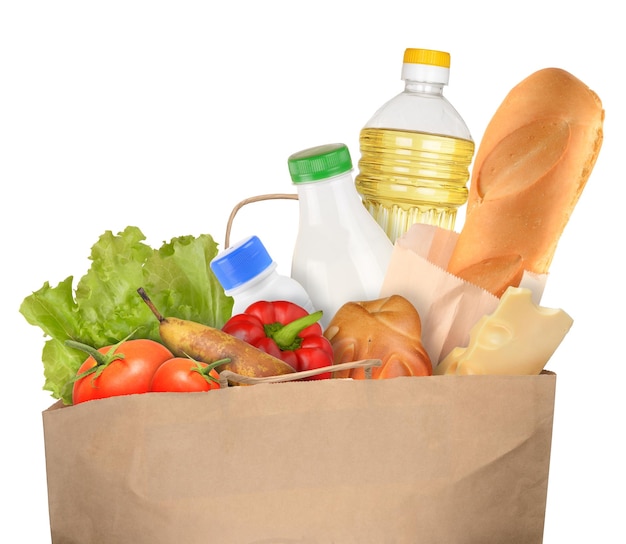Sac d'épicerie isolé sur fond blanc