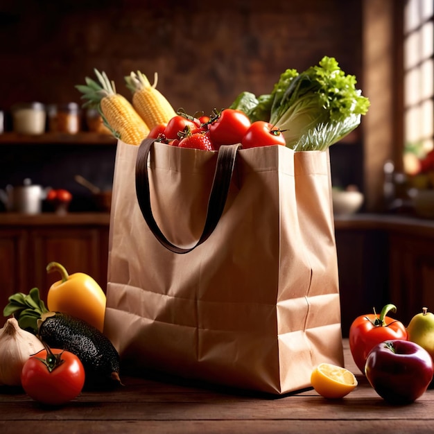 Un sac d'épicerie rempli de différents types d'aliments