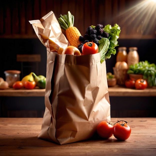 Un sac d'épicerie rempli de différents types d'aliments