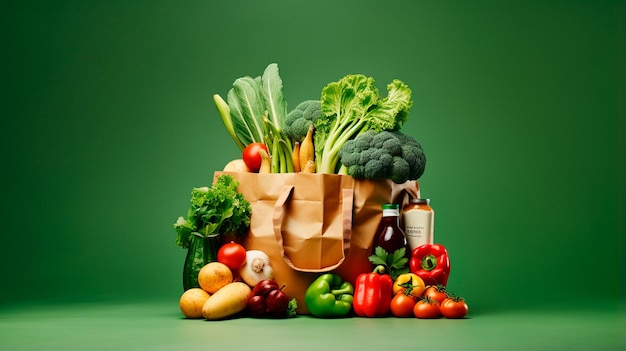 un sac d'épicerie rempli de légumes et de fruits