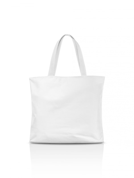 Sac fourre-tout en toile blanche isolé sur blanc