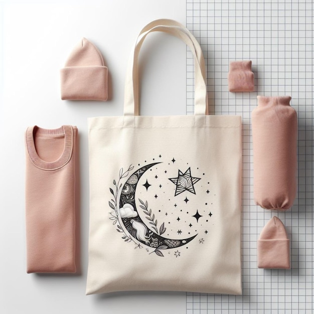 un sac avec une lune et une chemise dessus