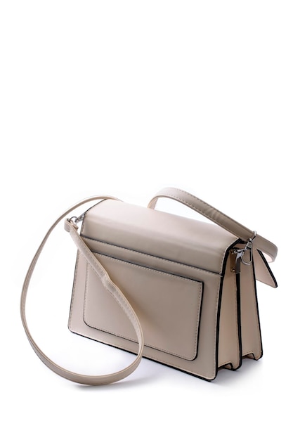 Sac à main femme beige sur fond blanc