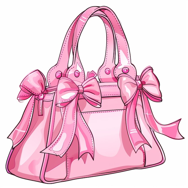 un sac à main rose de dessin animé avec un nœud sur la poignée