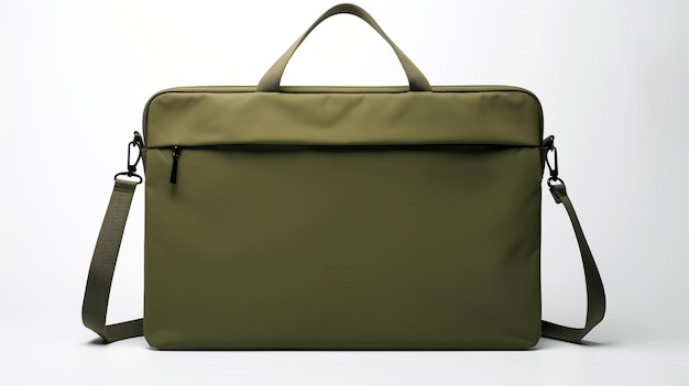 Photo sac de messager vert olive isolé sur fond blanc avec un espace de copie pour la publicité