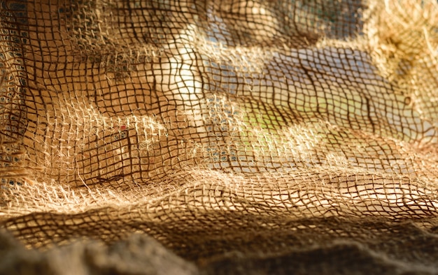 Un sac naturel est utilisé pour le riz ou comme image de fond.