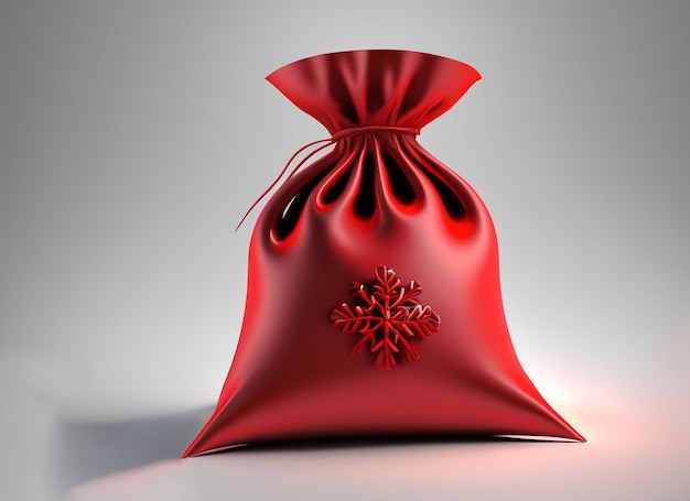 Sac de Noël rouge 3D du Père Noël sur fond blanc