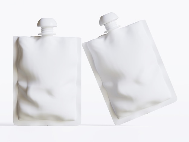 Sac de nourriture en blanc ou sac à poche avec couvercle à bec Mock Up modèle illustration isolé bg