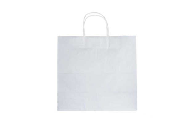 Sac en papier artisanal recyclable pour les achats de cadeaux et de plats à emporter maquette sur fond blanc Respectueux de l'environnement que les sacs en plastique à usage unique