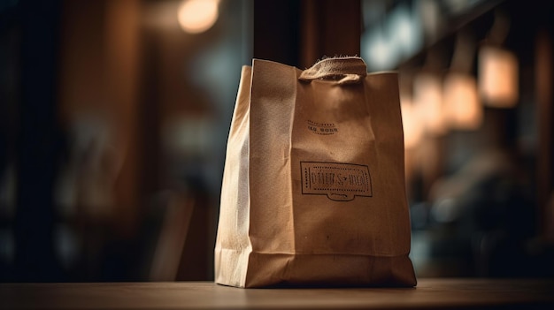 Un sac en papier brun avec le mot café dessus