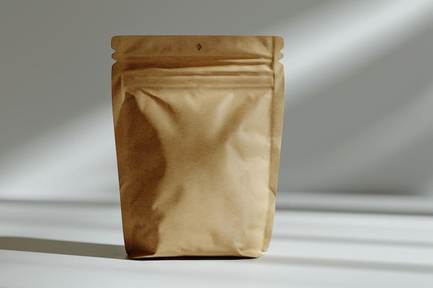 un sac en papier brun posé sur une table