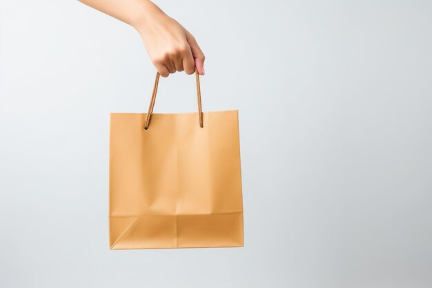 Sac en papier à emporter à la main pour le shopping IA générative