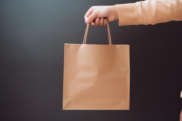 Sac en papier à emporter à la main pour le shopping IA générative