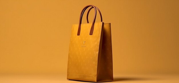 Un sac en papier marron avec une anse sur laquelle est inscrit "la marque"